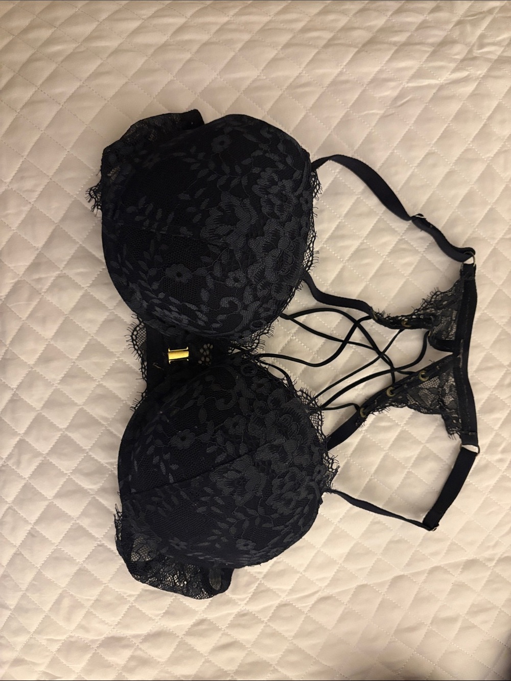 La Senza dark blue Lace Push-Up Bra with Strappy Back